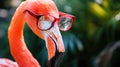 cute flamingo closeup with glasses. Generative Ai Royalty Free Stock Photo