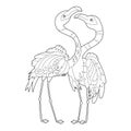 Cute flamingo. Doodle style, black and white background. Funny birds, coloring book pages. Hand drawn illustration in zentangle Royalty Free Stock Photo