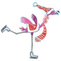 Cute flamingo skates Christmas and Happy New Year sticker