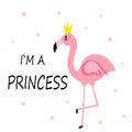 Cute flamingo summer vector card illustration