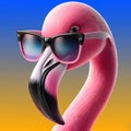 A cute flamingo wearing sunglass.
