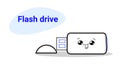 Cute flash drive cartoon comic character with smiling face happy emoji kawaii hand drawn style digital memory disk