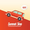 Cute flat design style travel SUV and Retro Classic typography