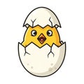 Cute flat vector chick hatching from an egg with a surprised expression, ideal for Easter celebrations, spring designs, baby Royalty Free Stock Photo