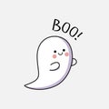 Cute flaying ghost on Halloween for sticker or emoji