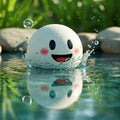 Cute Floating Smiley with Reflection in Water Royalty Free Stock Photo