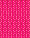 Cute flora geometric pattern with white and green polka dots flowers on a bright pink background Retro design print Royalty Free Stock Photo