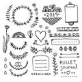 Cute floral doodle design elements for planner