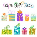 Cute floral gift box vector