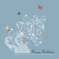 Cute floral happy birthday card