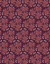 Cute floral pattern of flat coral orange flowering twigs isolated on muted purple background