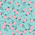 Cute Floral pattern in the small flower. Seamless vector pink background