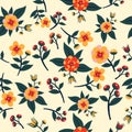 Cute Floral pattern in the small flower. Seamless vector yellow background