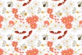 cute floral seamless pattern with insects Royalty Free Stock Photo