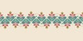 Cute floral seamless vector border in autumn colors in Scandinavian style for fabric, invitation cards, greeting cards