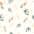 Cute floral spring seamless vector background.