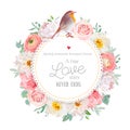 Cute floral vector round card