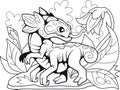 Cute flower dragon, coloring book, funny illustration Royalty Free Stock Photo