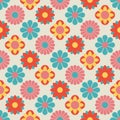 Cute flower power seamless pattern. Decorative retro minimal style floral background. Royalty Free Stock Photo