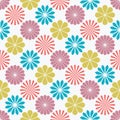 Cute flower power seamless pattern. Decorative retro minimal style floral background. Royalty Free Stock Photo