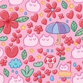 Cute flower sleep seamless pattern