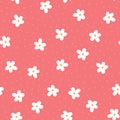 Cute flowers and round dots. Girly floral seamless pattern. Royalty Free Stock Photo