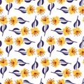 Cute flowers seamless pattern. Summer texture floral. Children sunny background