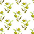 Cute flowers seamless pattern texture on white Royalty Free Stock Photo