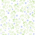 Cute flowers, wild herbs, meadow grasses. Pastel ditsy repeating pattern. Watercolour Royalty Free Stock Photo