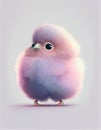 Cute fluffy baby bird on grey background, AI-generated