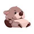 Cute fluffy beaver lying on back semi flat color vector character