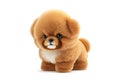 Cute fluffy dog isolated on white, stuffed toy, generative ai