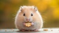 Cute Fluffy Hamster Eating Cracker Closeup Royalty Free Stock Photo