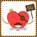 Cute fluffy heart with mustache