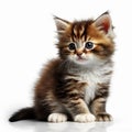 cute fluffy kitten isolated on white background Royalty Free Stock Photo