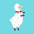 Cute Fluffy Llama or Alpaca as Camelid Pack Animal Vector Illustration