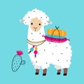 Cute Fluffy Llama or Alpaca as Camelid Pack Animal Vector Illustration