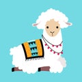 Cute Fluffy Llama or Alpaca as Camelid Pack Animal Vector Illustration