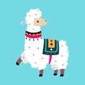 Cute Fluffy Llama or Alpaca as Camelid Pack Animal Walking Vector Illustration