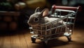 Cute fluffy rabbit in cage with mouse trapped in mousetrap generated by AI Royalty Free Stock Photo