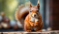 Cute fluffy rabbit sitting outdoors, looking at camera with alertness generated by AI