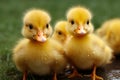 Cute fluffy small little yellow ducks