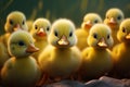 Cute fluffy small little yellow ducks