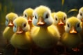 Cute fluffy small little yellow ducks