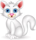 Cute fluffy white Cat cartoon