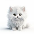 Cute Fluffy White Chubby Kitten - 3d Animation Style Icon