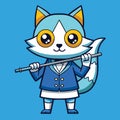 Cute flutist cat cute antropomorphic vector EPS