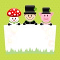 Fly Agaric Chimney Sweep And Pig With Label Dots Green Royalty Free Stock Photo