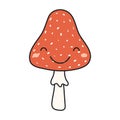 Cute fly amanita, agaric mushroom Halloween cartoon character illustration. Royalty Free Stock Photo