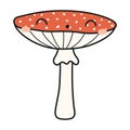 Cute fly amanita, agaric mushroom Halloween cartoon character illustration.